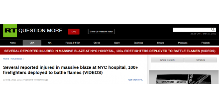 “9·11”20年纪念日前一天，纽约一医院楼顶突发大火，“黑烟弥漫天空”！