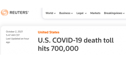 美国累计新冠死亡病例超70万！美媒悲叹：这是我们从未想过会到达的里程碑