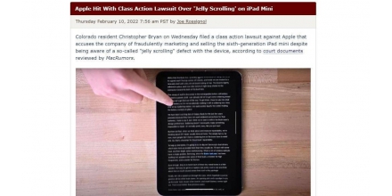 苹果因iPad mini 6“果冻屏”被集体诉讼、索赔